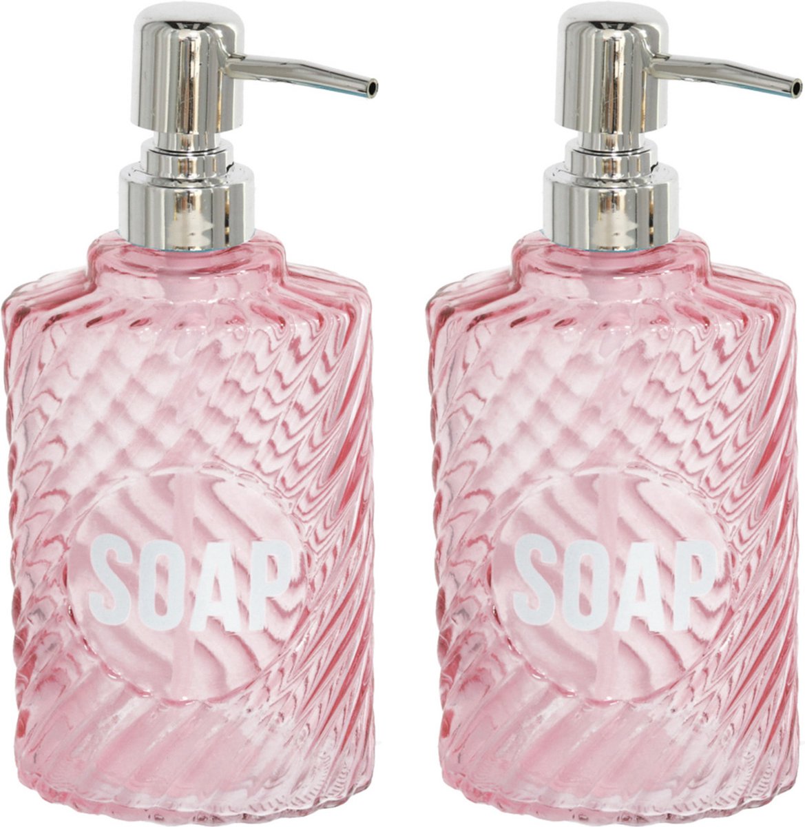 2x Stuks Zeeppompjes/zeepdispensers Parel Van Kunststof 500 Ml - Zeeppompjes - Roze