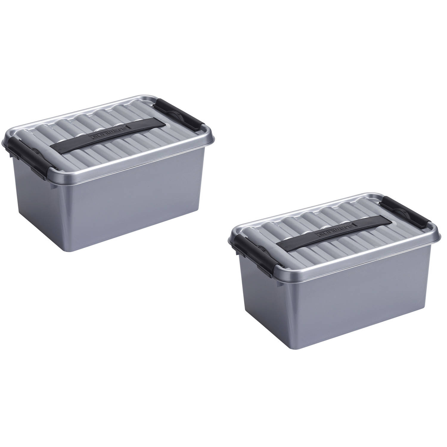 2x Stuks Kunststof Stapelbare Opbergbakken 6 Liter 30,7 X 20 X 14 Cm - Opbergbox - Grijs