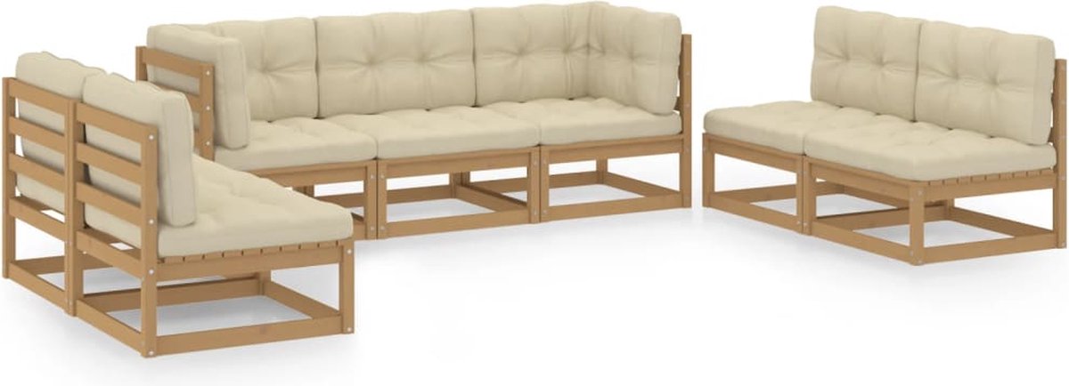 Vidaxl 7-delige Loungeset Met Kussens Massief Grenenhout - Bruin