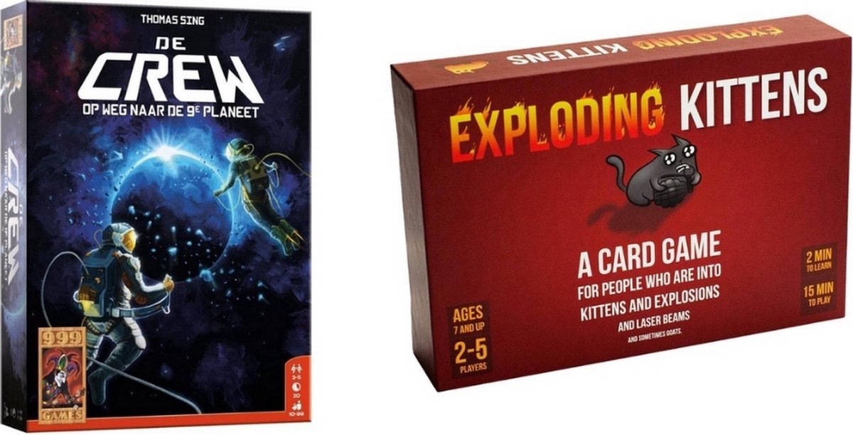 999Games Spellenbundel - Kaartspellen - 2 Stuks - De Crew & Exploding Kittens