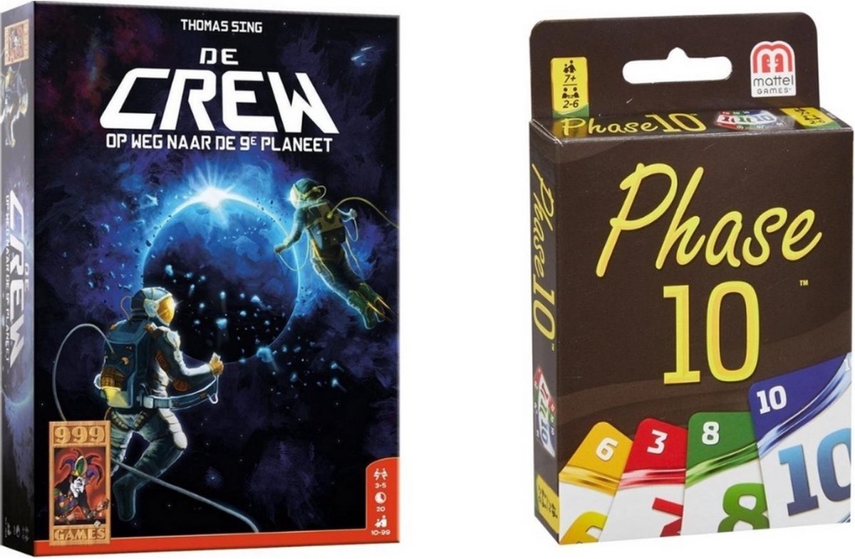 999Games Spellenbundel - Kaartspellen - 2 Stuks - De Crew & Phase 10