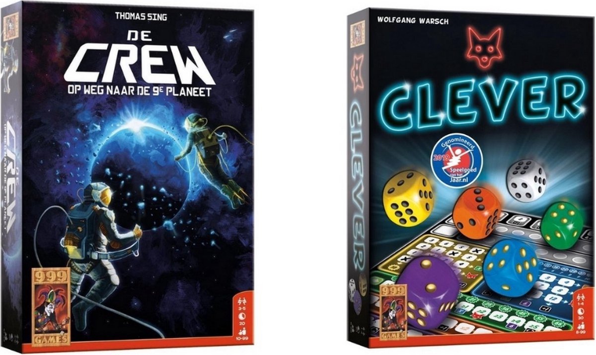 999Games Spellenbundel - Kaartspellen - 2 Stuks - De Crew & Clever