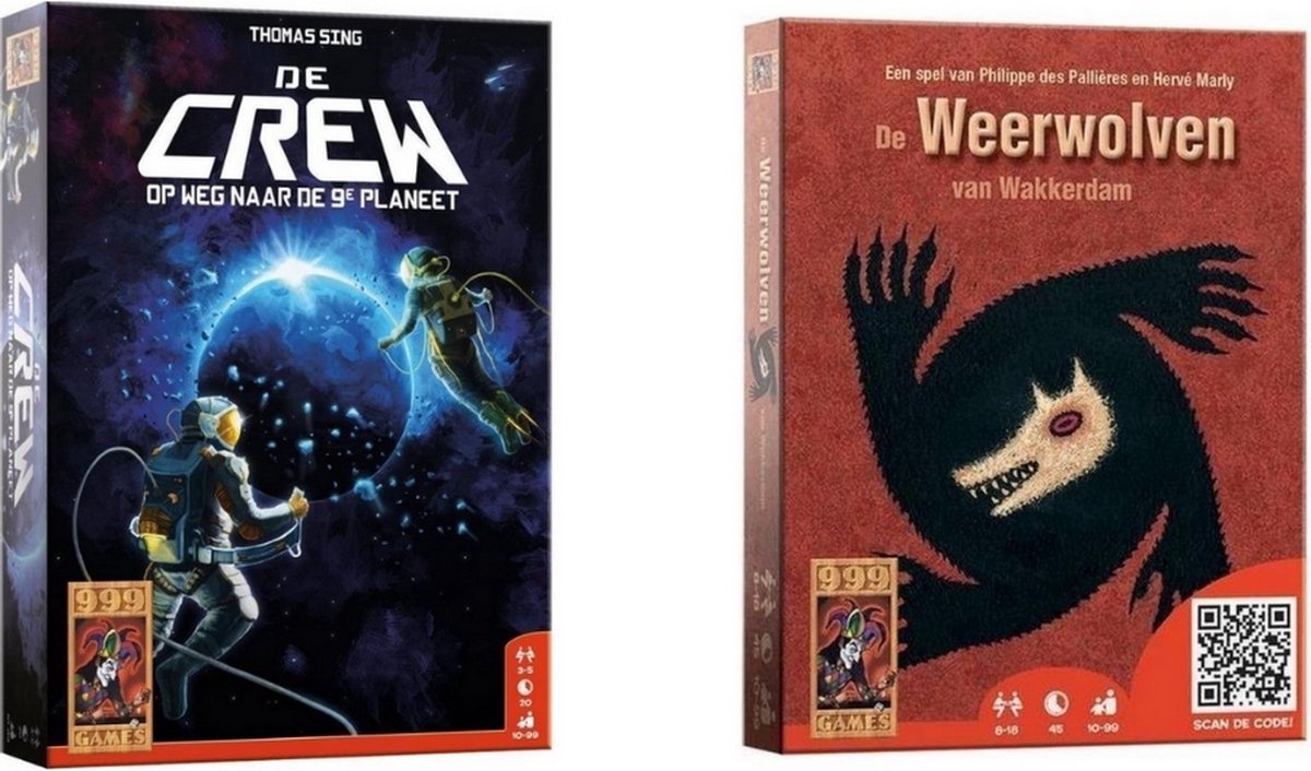 999Games Spellenbundel - Kaartspellen - 2 Stuks - De Crew & De Weerwolven Van Wakkerdam