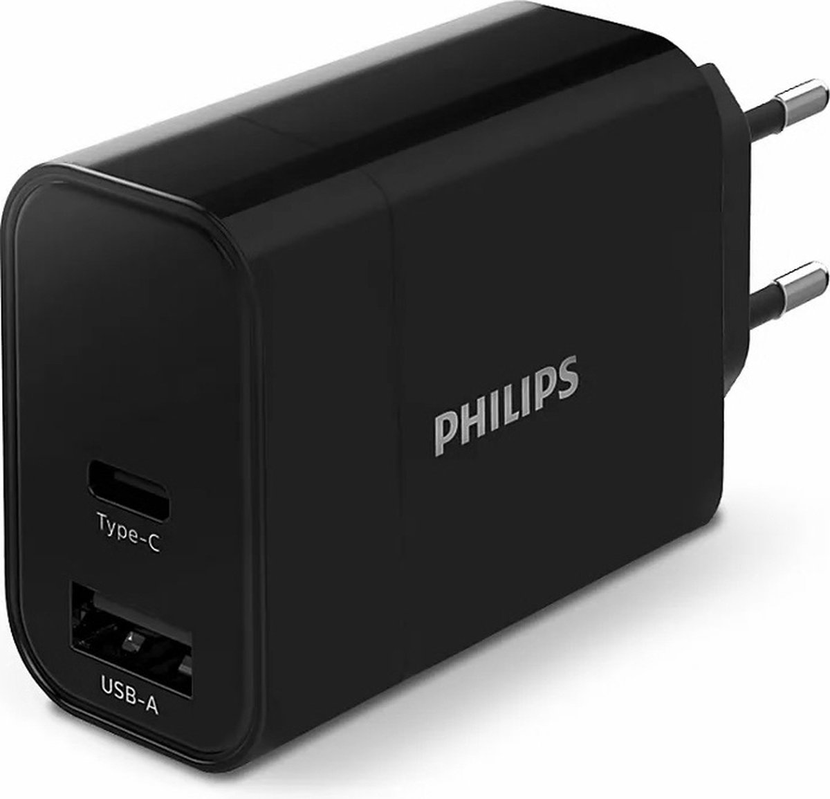 Philips Dlp2621/12 Oplader - Usb-stekker - 2 Poorten - Usb-c - Usb-a - Snel Opladen - 30w - - Zwart