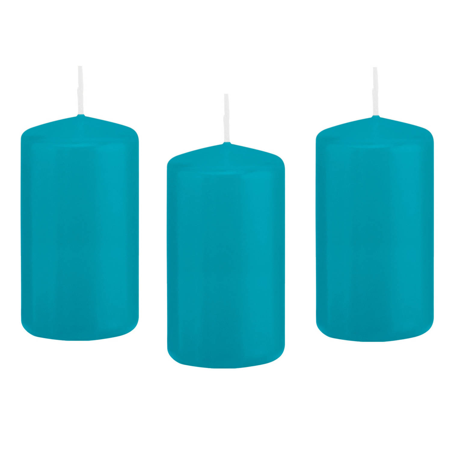 8x Kaarsen 6 X 12 Cm 40 Branduren Sfeerkaarsen - Stompkaarsen - Turquoise