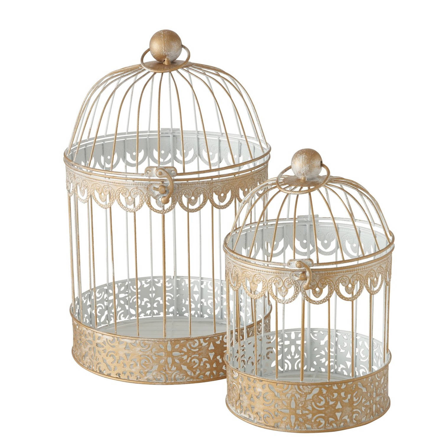 2x Home Decoratie Vogelkooien Set 30 En 40 Cm - Deco Vogelkooien - Goud