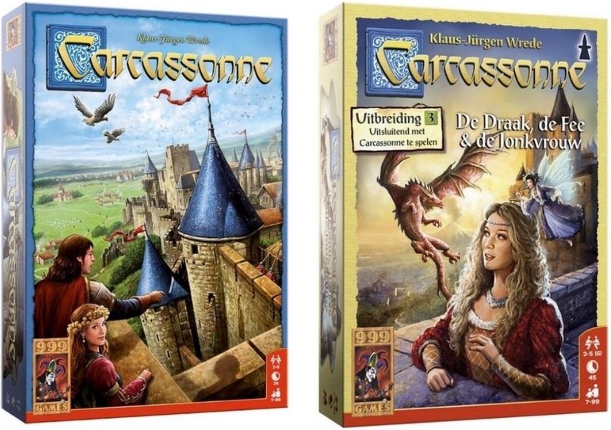 999Games Spellenbundel - 2 Stuks - Carcassonne & Carcassonne: De Draak, De Fee En De Jonkvrouw