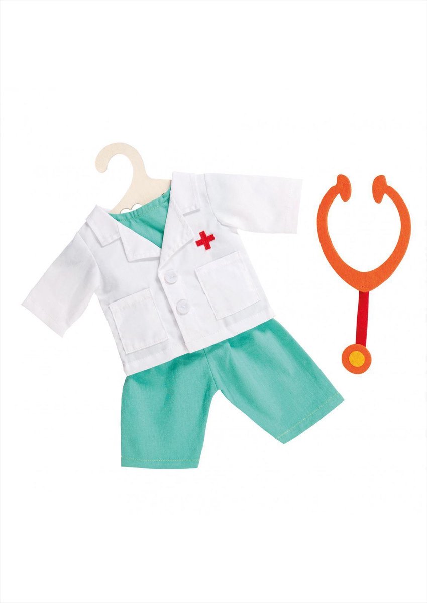 Heless Poppenkleding Doktersset Met Stethoscoop 4-delig 28-35 Cm - Wit