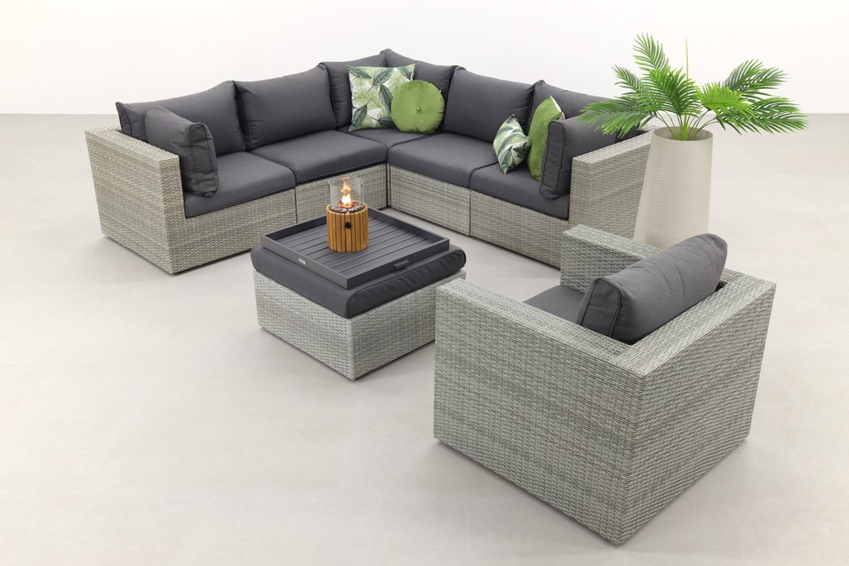 SUNS Parma Loungeset - Inclusief Loungestoel - White Grey - Grijs