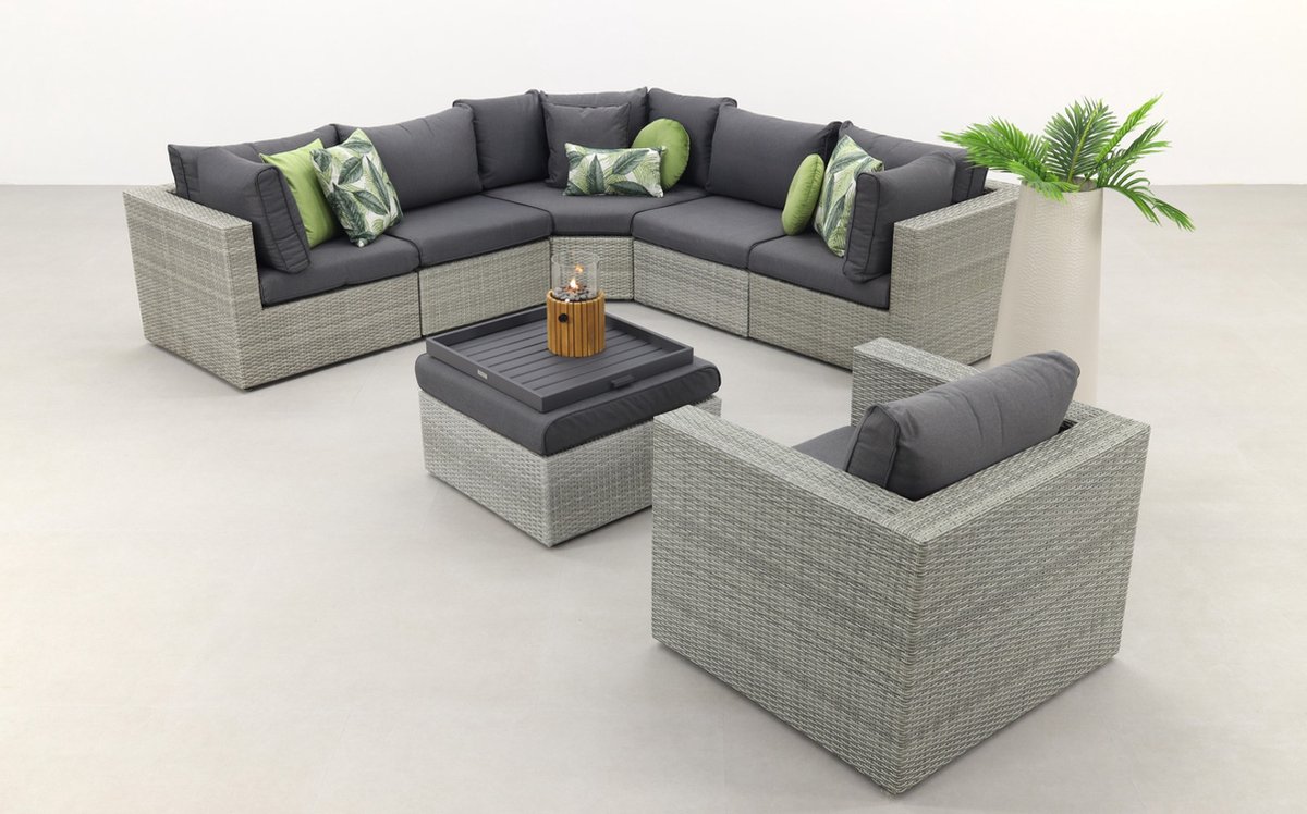 SUNS Parma Loungeset Xl - Inclusief Loungestoel - White Grey - Grijs