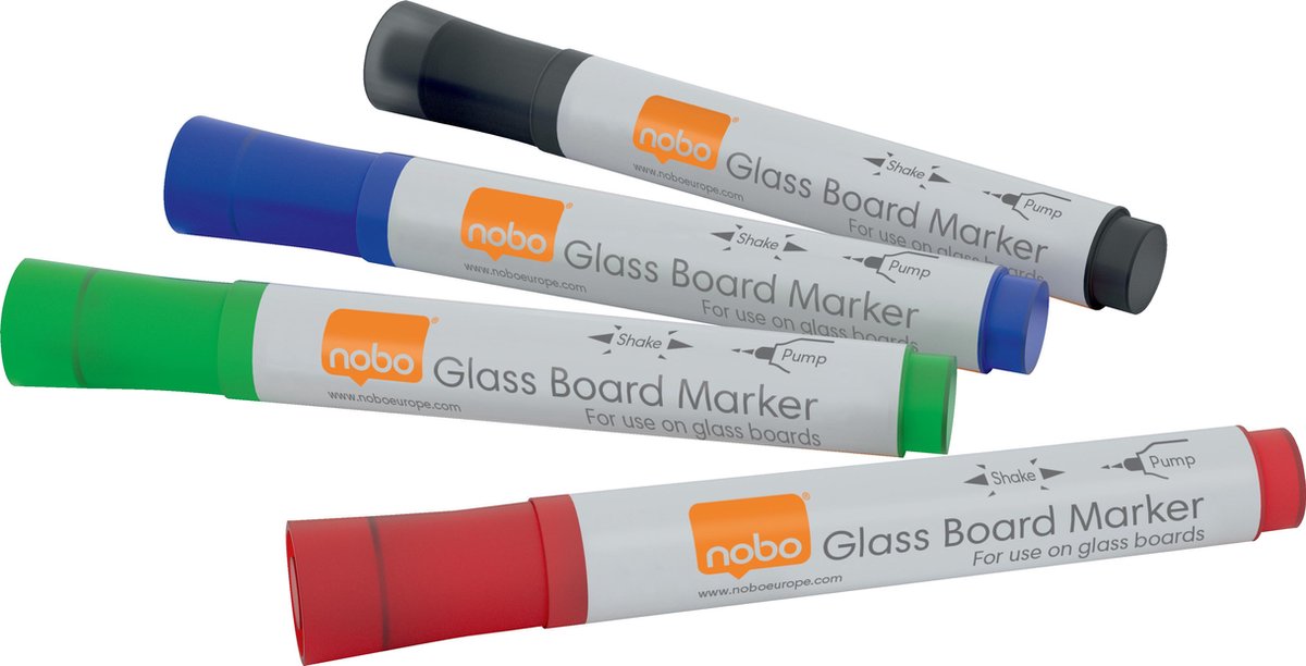 Nobo Markers Voor Glazen Whiteboard 4 St Verschillende Kleuren