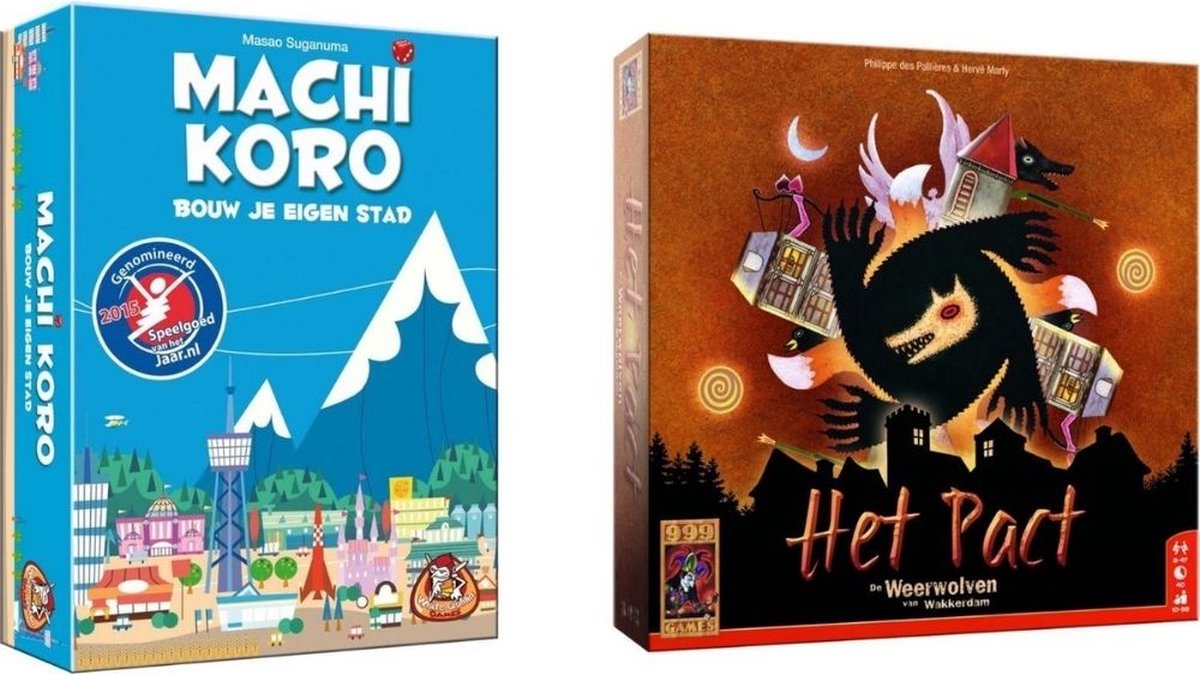 999Games Spellenbundel - Kaartspel - 2 Stuks - Machi Koro Basisspel & Weerwolven Van Wakkerdam: Het Pact