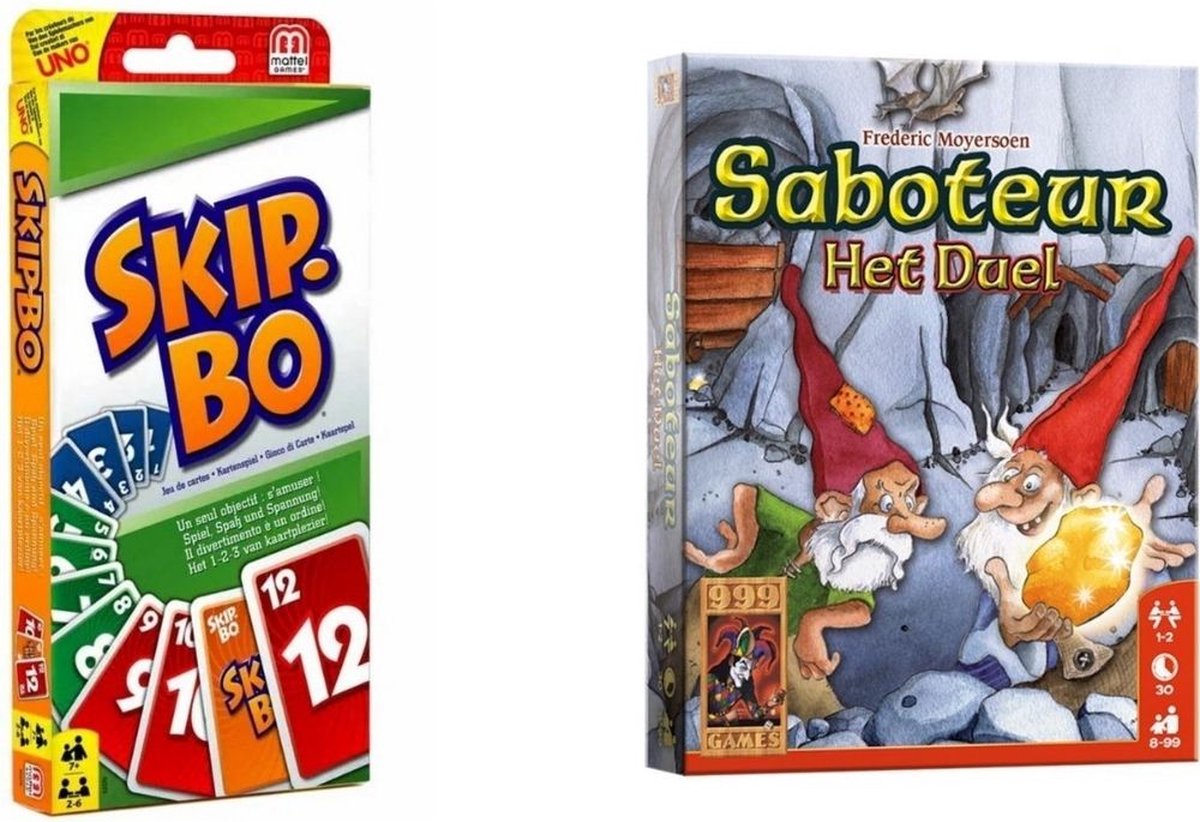 999Games Spellenbundel - Kaartspel - 2 Stuks - Skip-bo & Saboteur: Het Duel