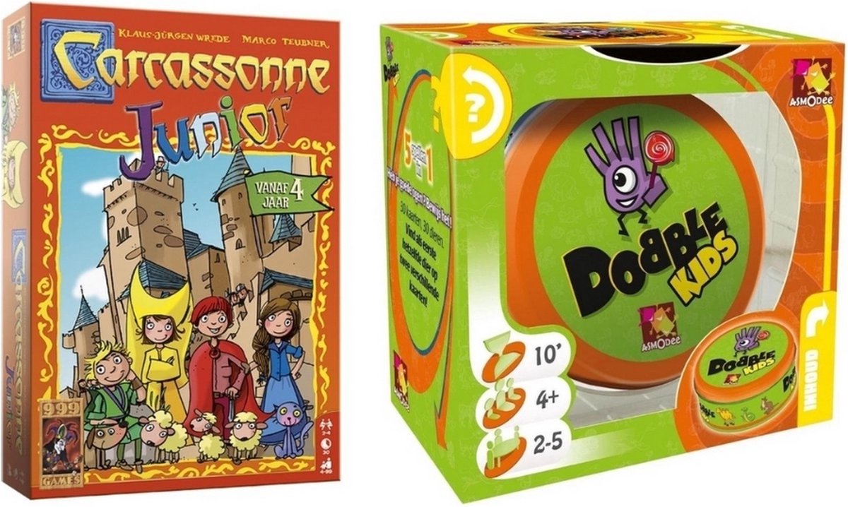 999Games Spellenbundel - 2 Stuks - Carcassonne Junior & Dobble Kids
