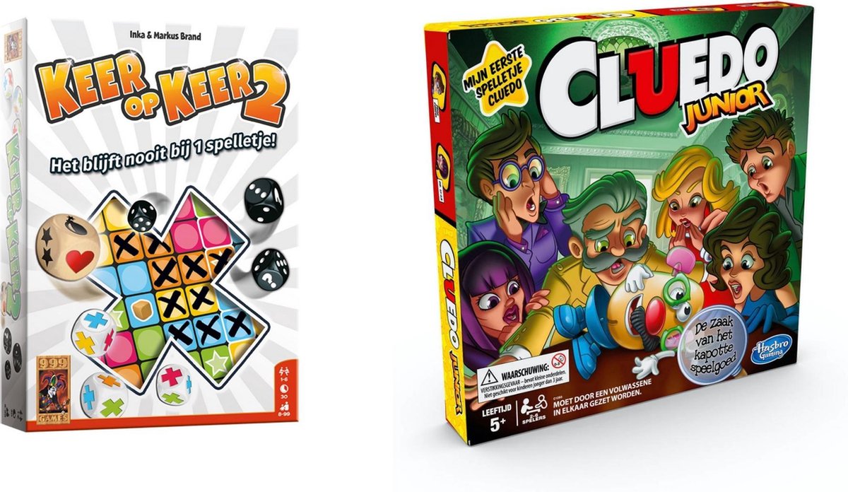 Spellenset - Bordspel - 2 Stuks - Keer Op Keer 2 & Cluedo Junior