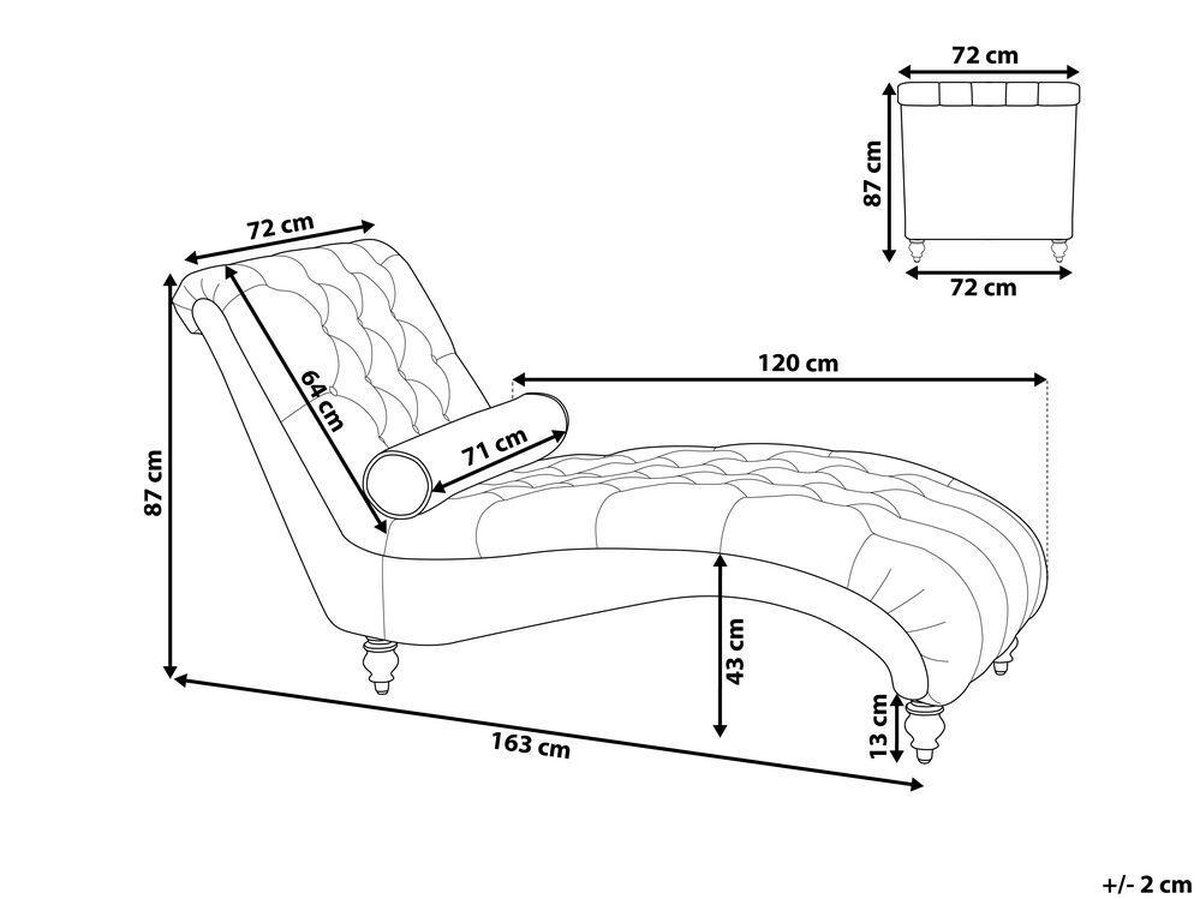 Beliani Muret - Chaise Longue--polyester - Grijs
