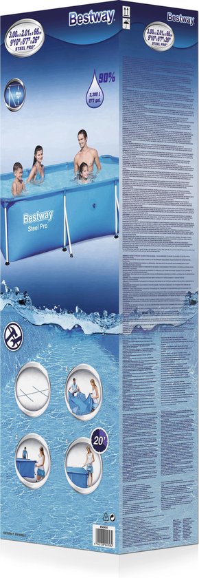 Bestway Zwembad 300x201x66 Pvc - 3300 Liter - Blauw