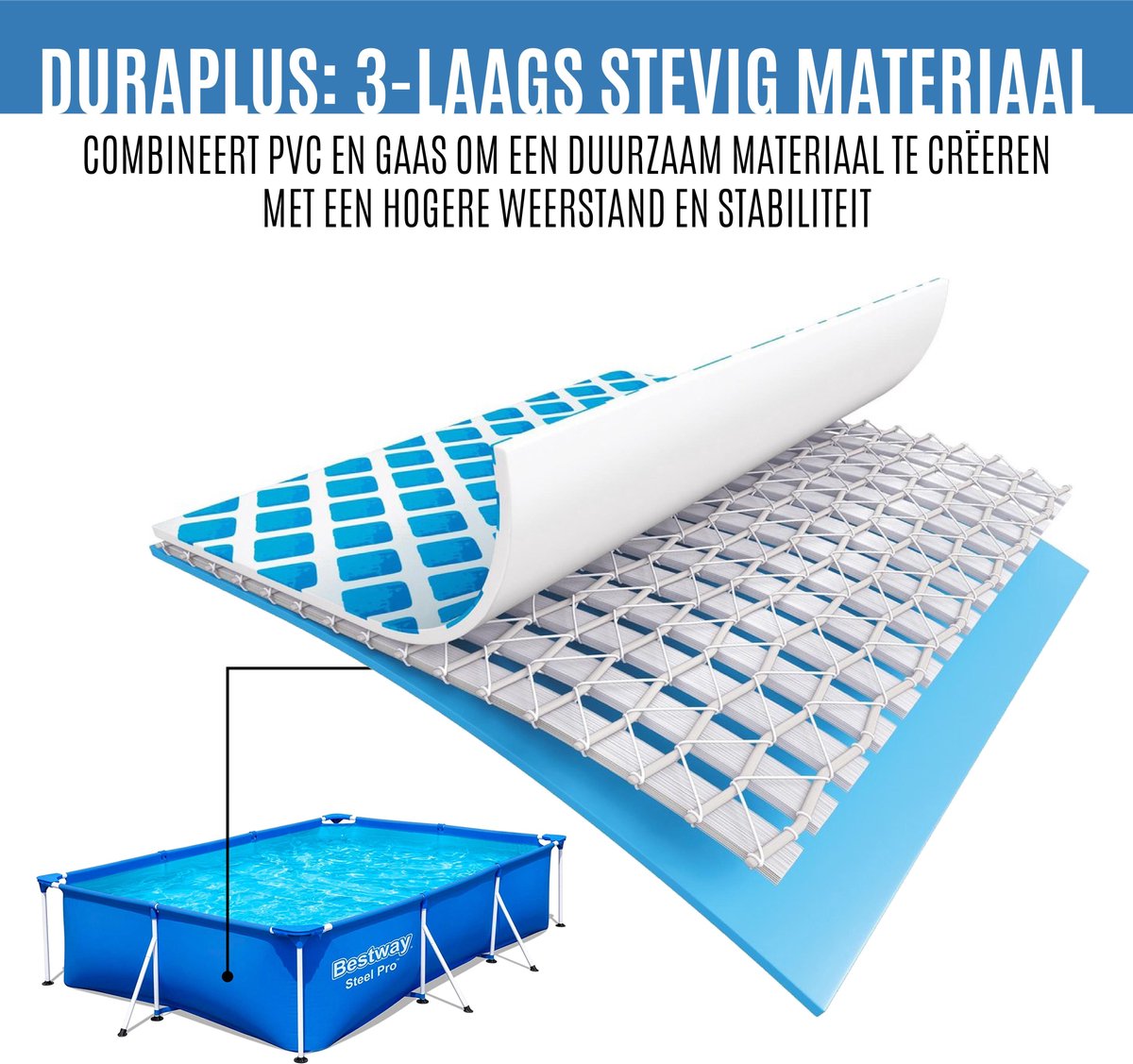 Bestway Zwembad 300x201x66 Pvc - 3300 Liter - Blauw