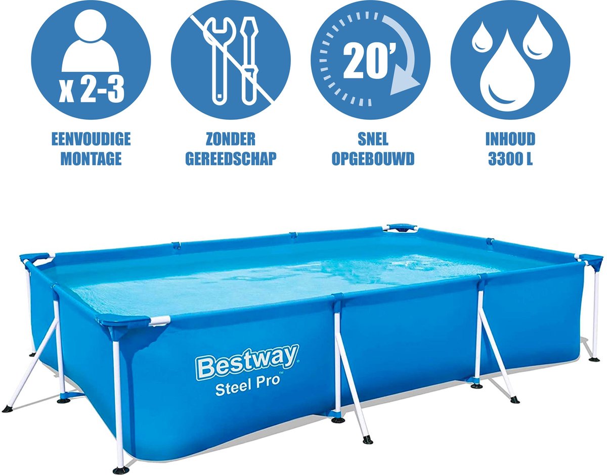 Bestway Zwembad 300x201x66 Pvc - 3300 Liter - Blauw