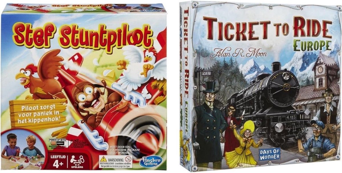 Spellenset - Bordspel - Stef Stuntpiloot & Ticket To Ride Europe