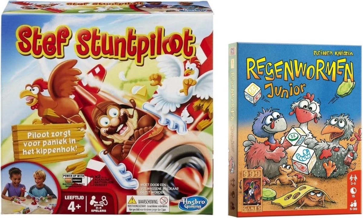 Spellenset - Bordspel - Stef Stuntpiloot & Regenwormen Junior