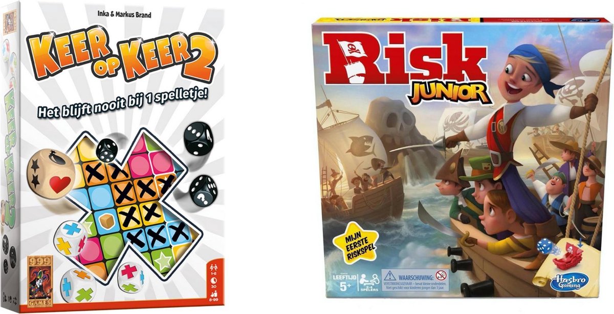 Hasbro Spellenset - Bordspel - 2 Stuks - Keer Op Keer 2 & Risk Junior