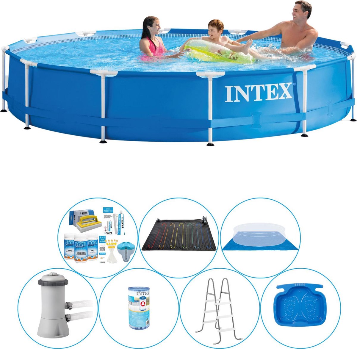 Intex Metal Frame Rond 366x76 Cm - 8-delig - Zwembad Super Deal - Blauw