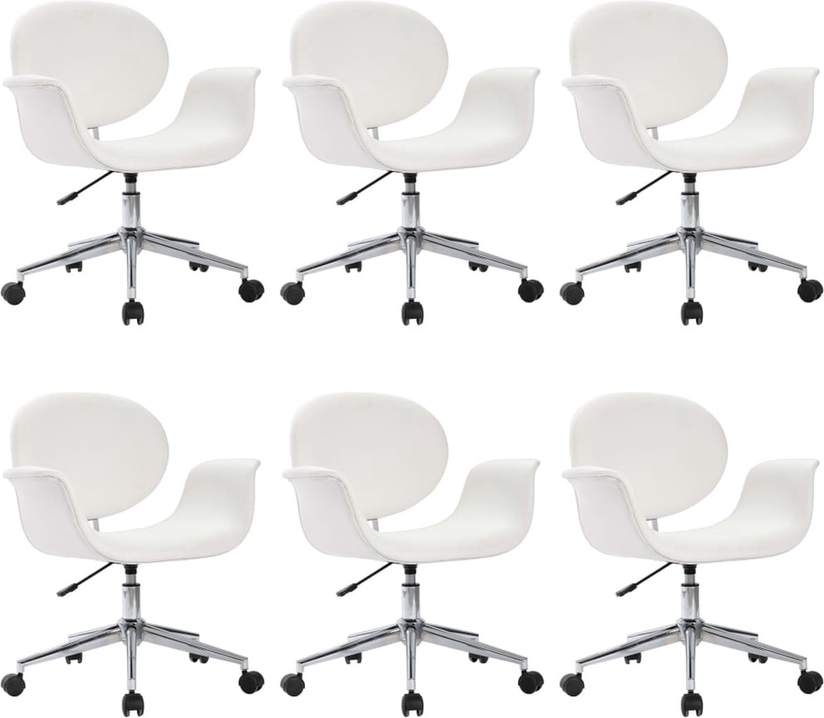 Vidaxl Eetkamerstoelen Draaibaar 6 St Kunstleer - Wit