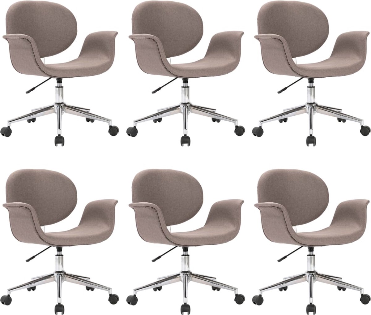Vidaxl Eetkamerstoelen Draaibaar 6 St Stof Taupe - Bruin