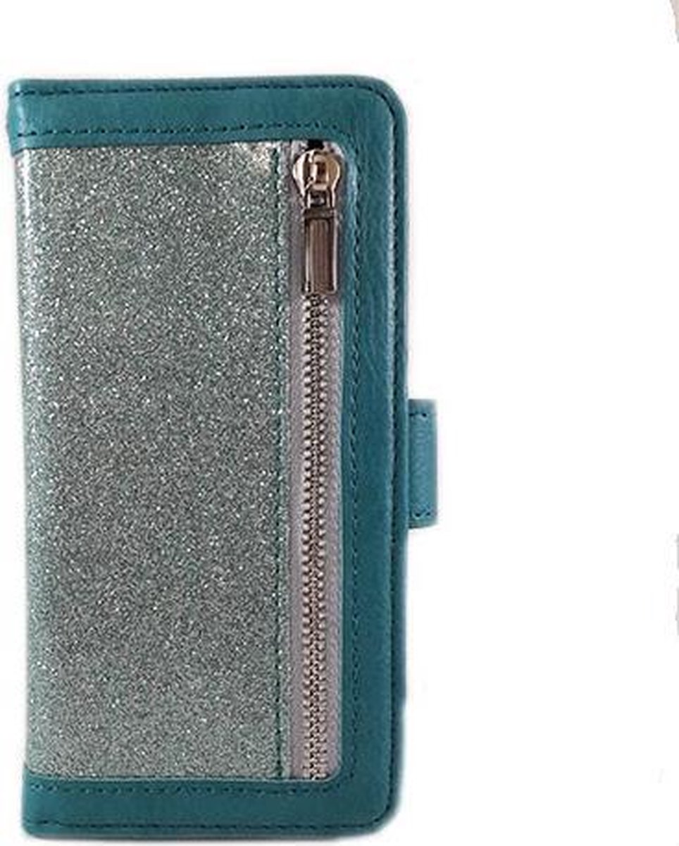 Hem Apple Iphone 12 Pro Max - Magic Glitter Pure - Leren Rits Portemonnee Telefoonhoesje - Turquoise