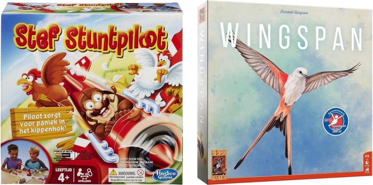 Spellenset - Bordspel - Stef Stuntpiloot & Party & Wingspan