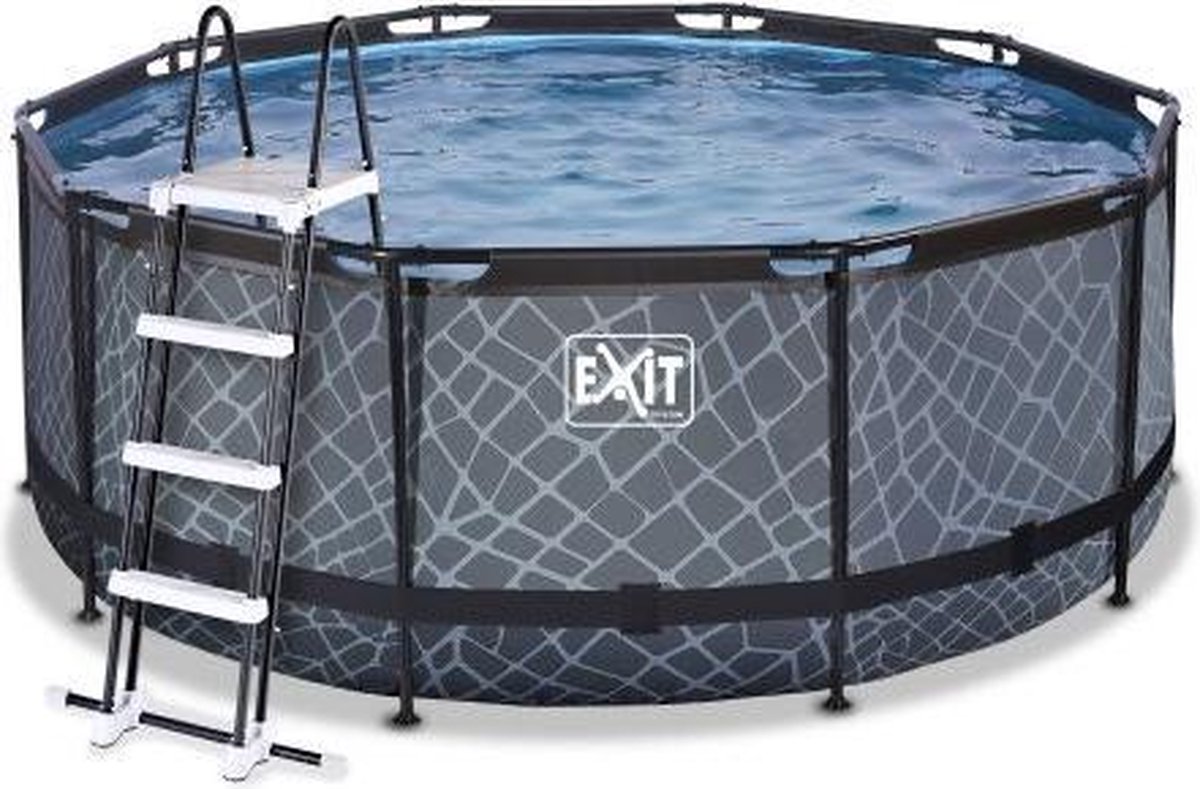 EXIT Toys Stone Zwembad ø360x122cm Met Filterpomp - - Grijs