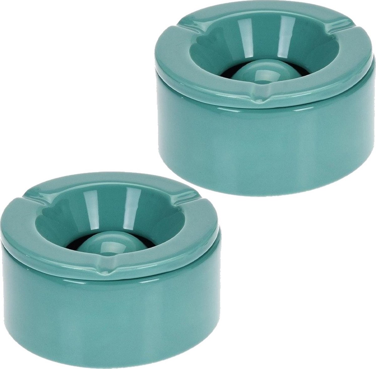 2x Petrole Storm/terras Asbakken 12 Cm - Tuinaccessoires - Asbakken Voor Buiten - Tuin Asbak - Groen