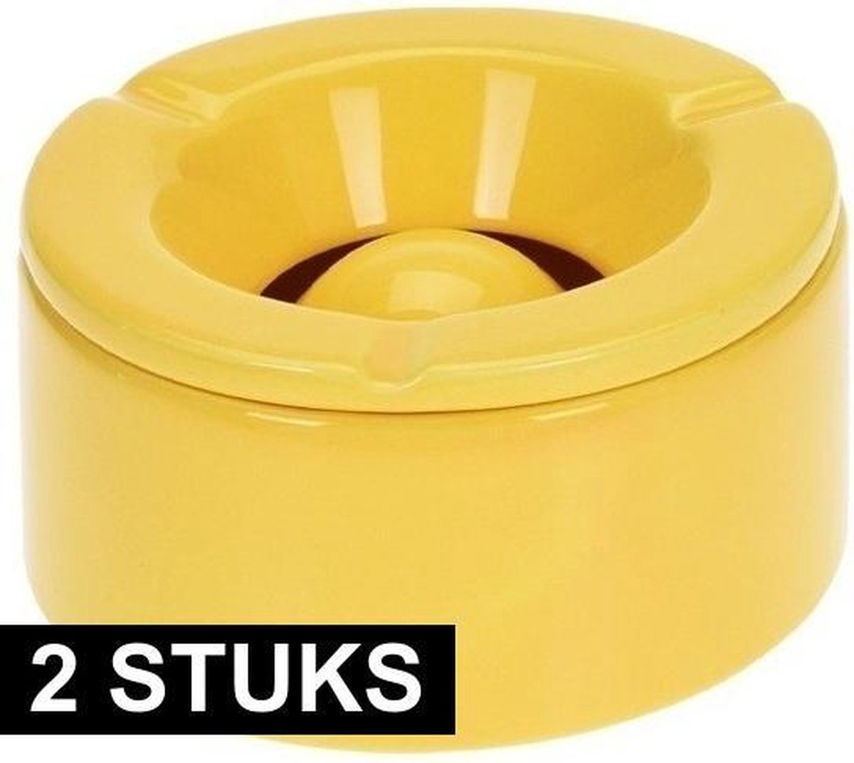 2x Gele Storm/terras Asbakken 12 Cm - Tuinaccessoires - Asbakken Voor Buiten - Tuin Asbak - Geel