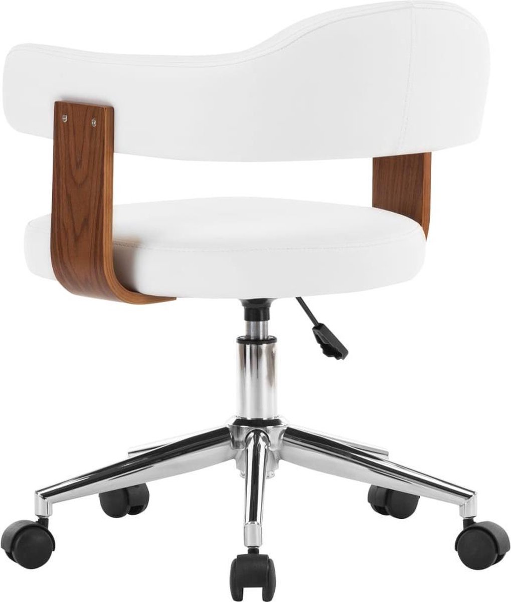 Vidaxl Eetkamerstoelen Draaibaar 6 St Gebogen Hout En Kunstleer - Wit