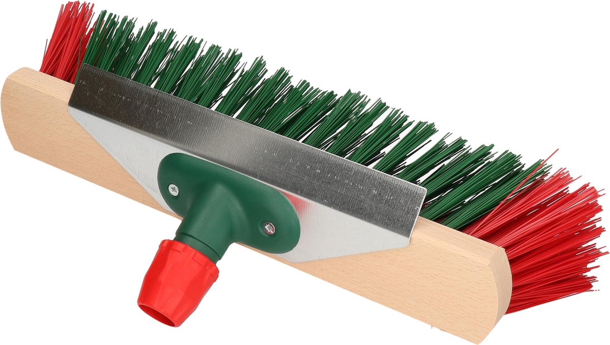Houten Straatbezem/buitenbezem Elaston 40 Cm Met Metalen Telescoopsteel 80 - 130 Cm- Harde Buitenbezems - Rood