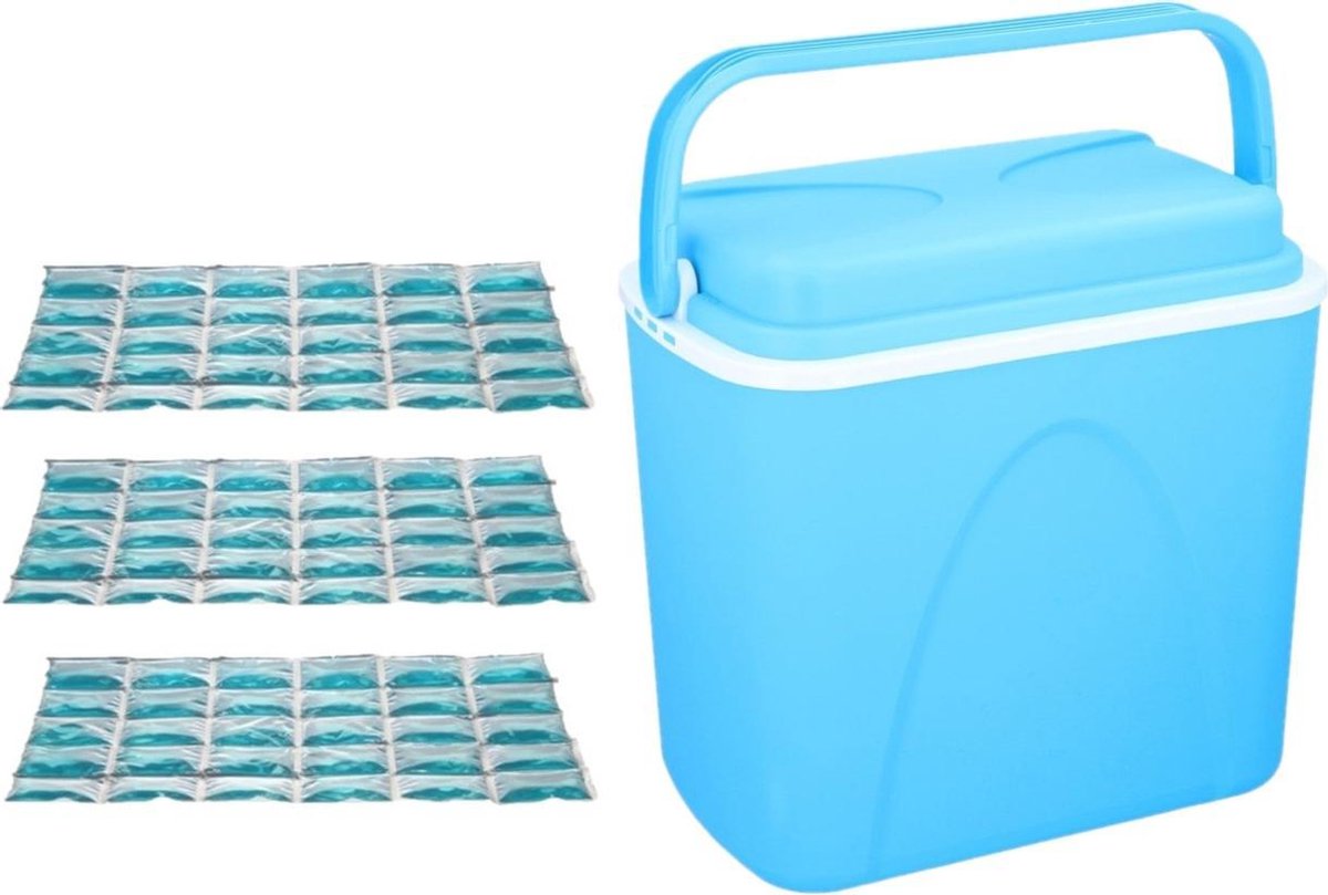 Voordelige Flexibelee Koelbox 24 Liter Met 3x Flexibele Koelelementen - Koelboxen - Blauw