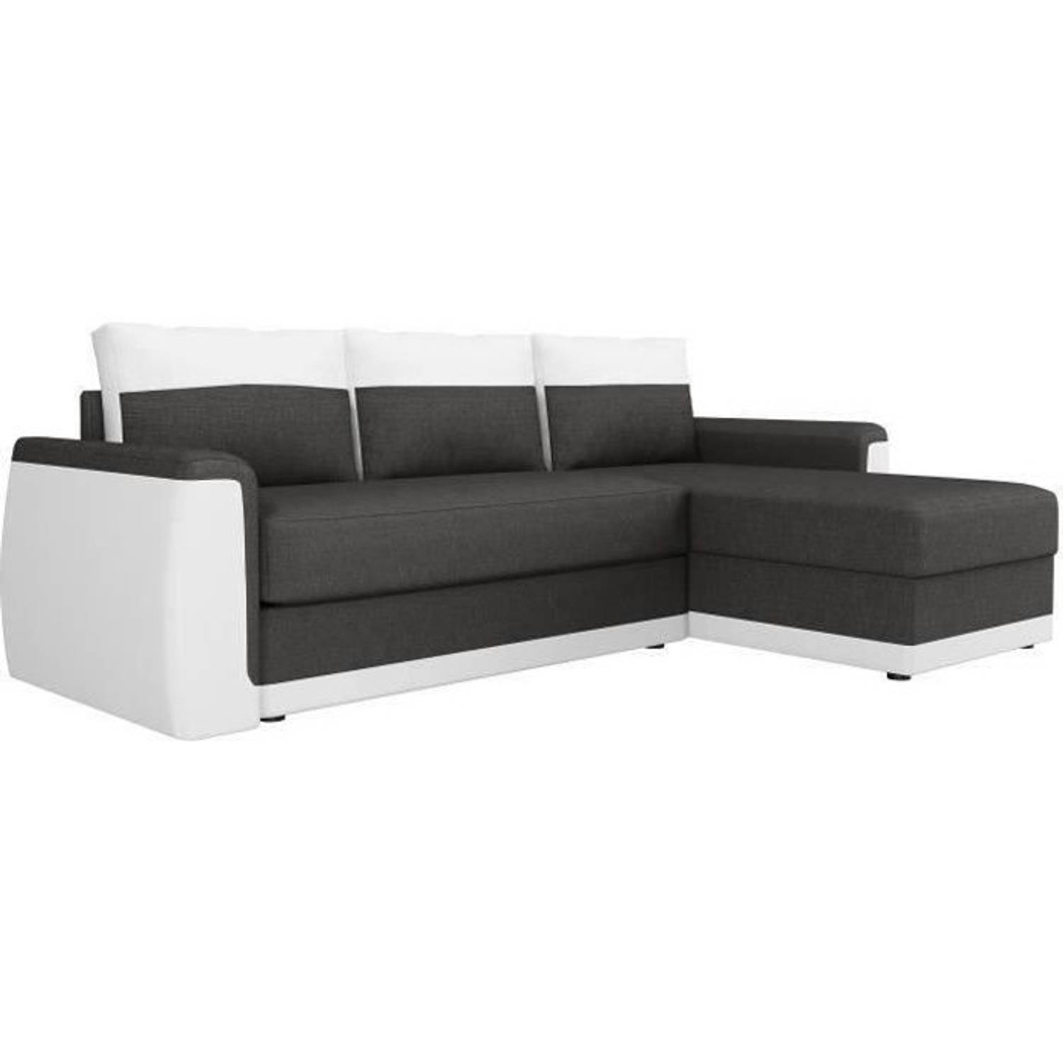 Cstore James 3-zits Converteerbare Hoekbank + Opbergdoos -te Imitatie En Antraciet Grijze Stof - B 230 X D 142 Cm - Wit