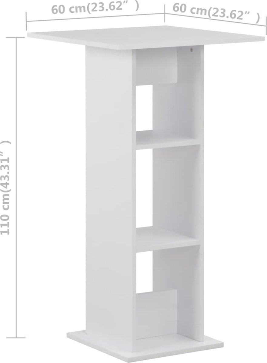 Vidaxl Bartafel 60x60x110 Cm - Wit