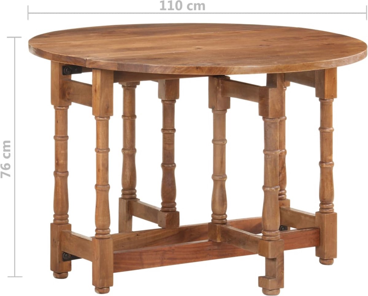 Vidaxl Eettafel Rond 110x76 Cm Massief Mangohout - Bruin