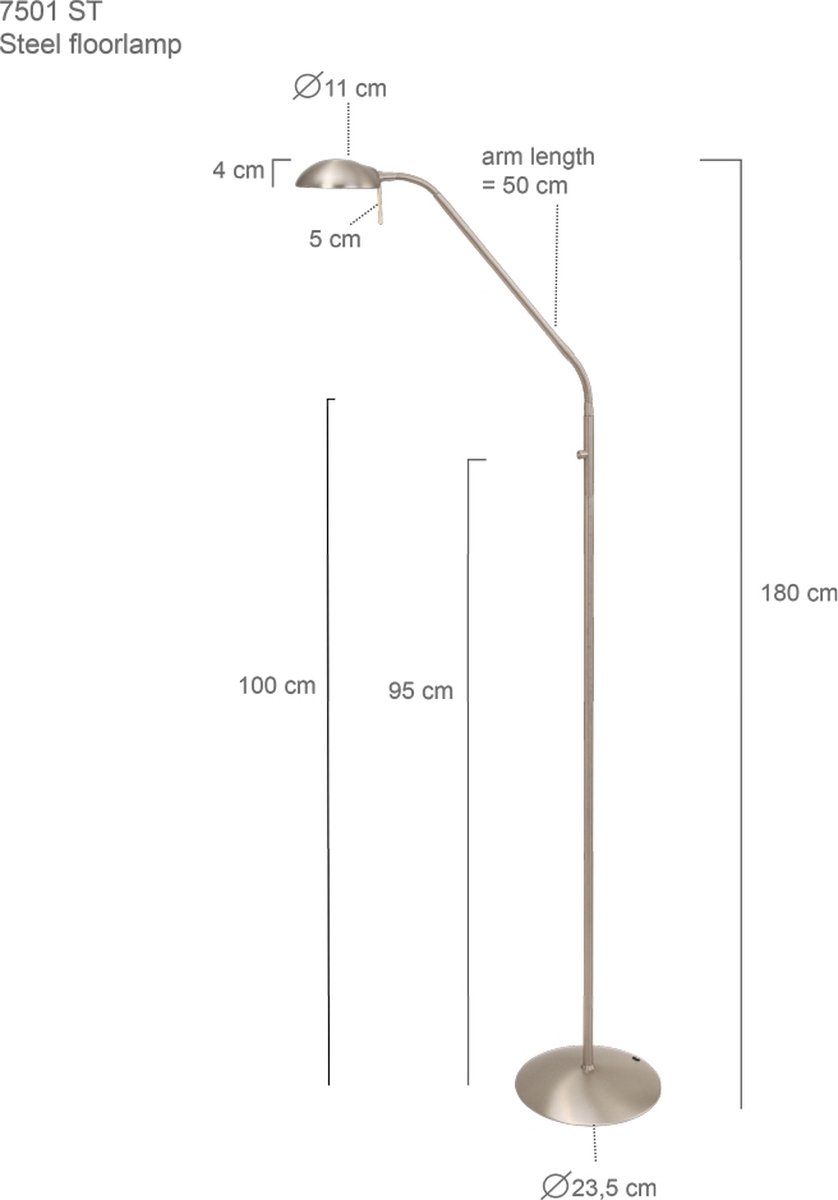 Steinhauer Vloerlamp 1 Lichts Mexlite Biron 7501st - Silver