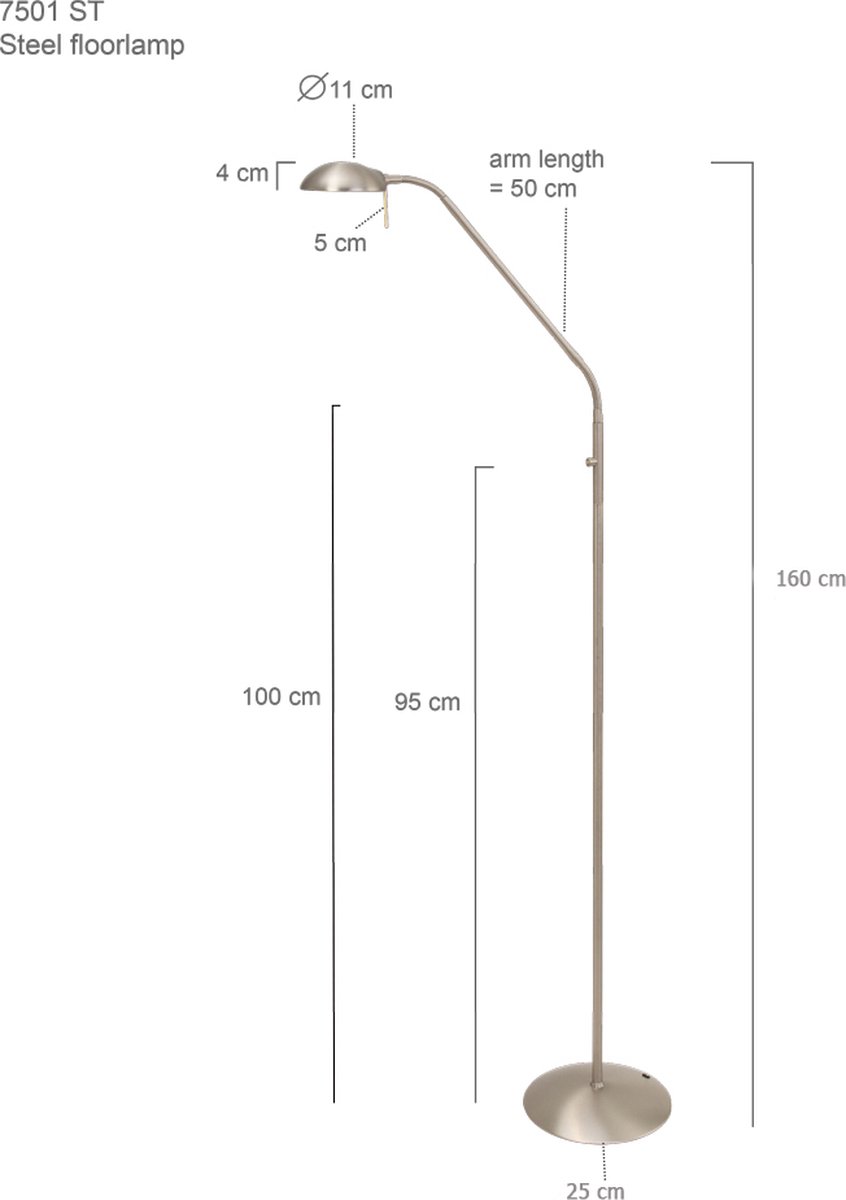 Steinhauer Vloerlamp 1 Lichts Mexlite Biron 7501st - Silver