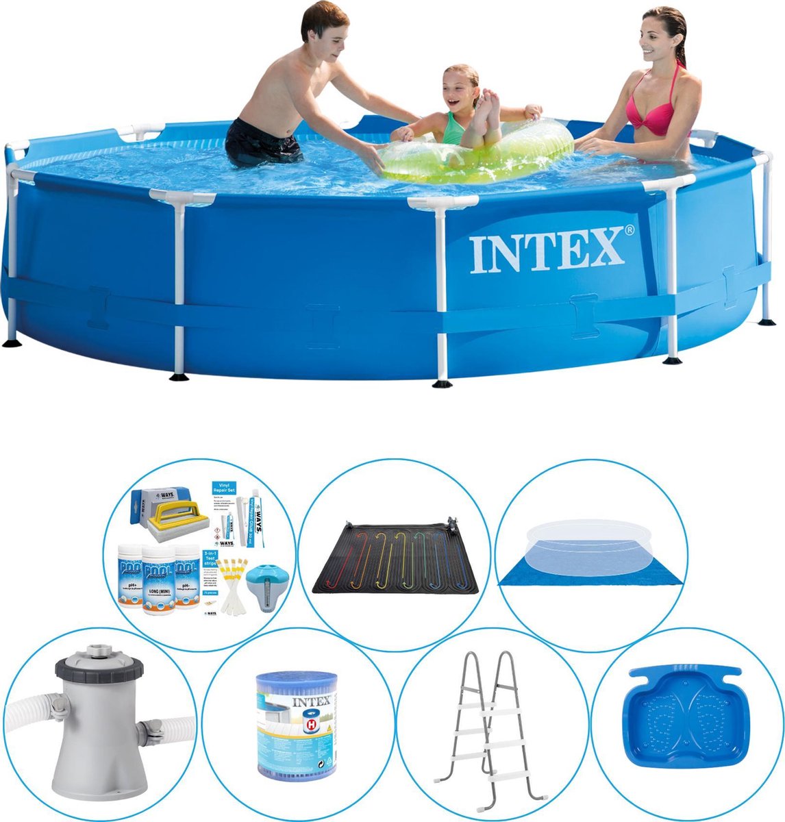 Intex Zwembad Super Deal - 8-delig - Metal Frame Rond 305x76 Cm - Blauw