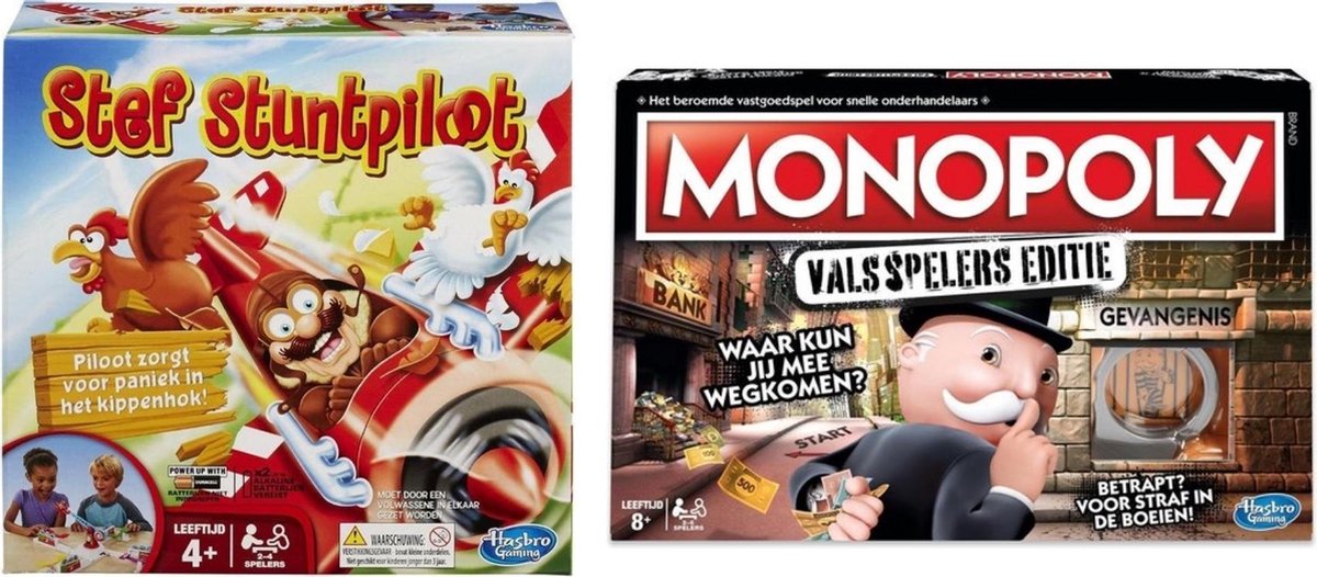 Spellenset - Bordspel - Stef Stuntpiloot & Party & Monopoly Valsspelers Editie