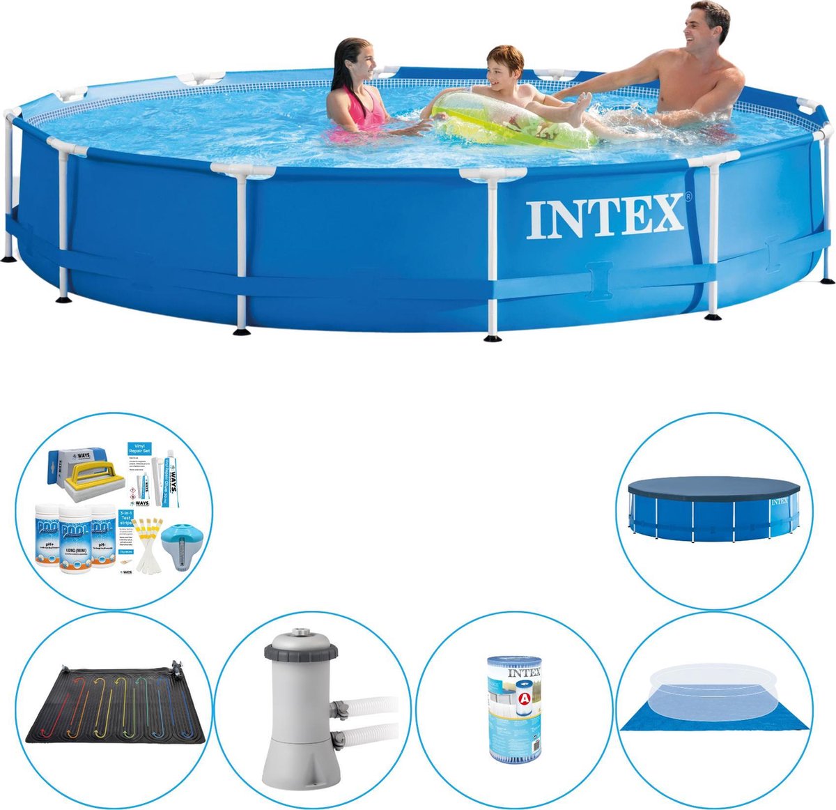 Intex Zwembad Plus Accessoires - Metal Frame Rond 366x76 Cm - Blauw