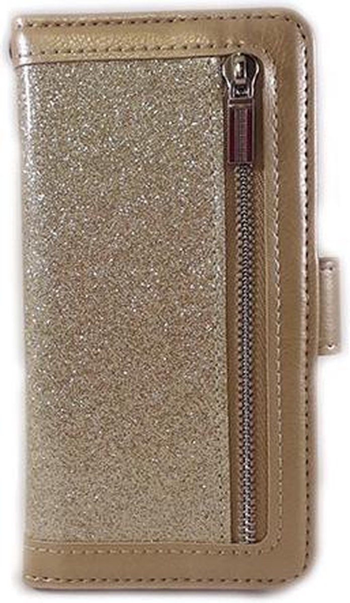 Hem Apple Iphone 12 - Magic Glitter Gold - Leren Rits Portemonnee Telefoonhoesje