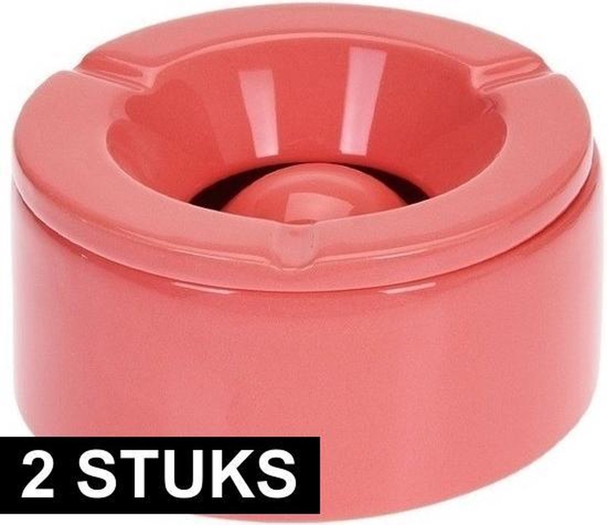 2x Koraal Rode Storm/terras Asbakken 12 Cm - Tuinaccessoires - Asbakken Voor Buiten - Tuin Asbak - Rood