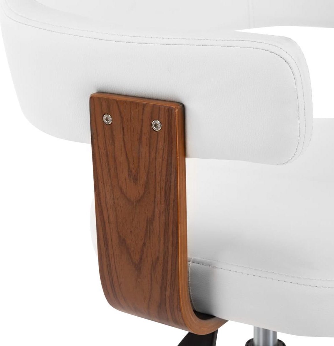 Vidaxl Eetkamerstoelen Draaibaar 4 St Gebogen Hout En Kunstleer - Wit