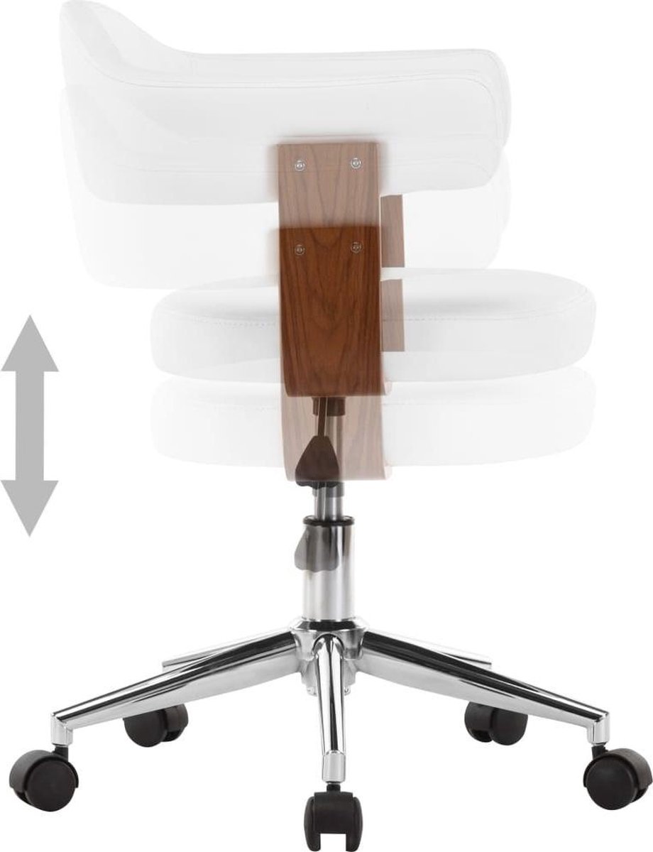 Vidaxl Eetkamerstoelen Draaibaar 4 St Gebogen Hout En Kunstleer - Wit