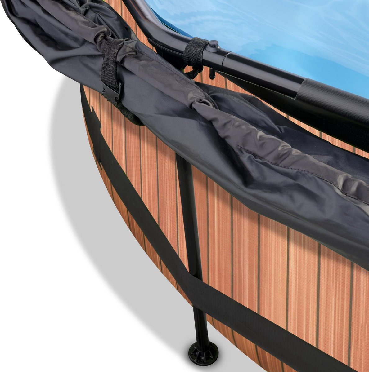EXIT Toys Wood Zwembad ø244x76cm Met Schaduwdoek En Filterpomp - - Bruin